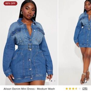 Fashion Nova Denim Mini Dress - Medium Blue